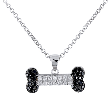 Black & White Cubic Zirconia pave Dogbone - Click Image to Close